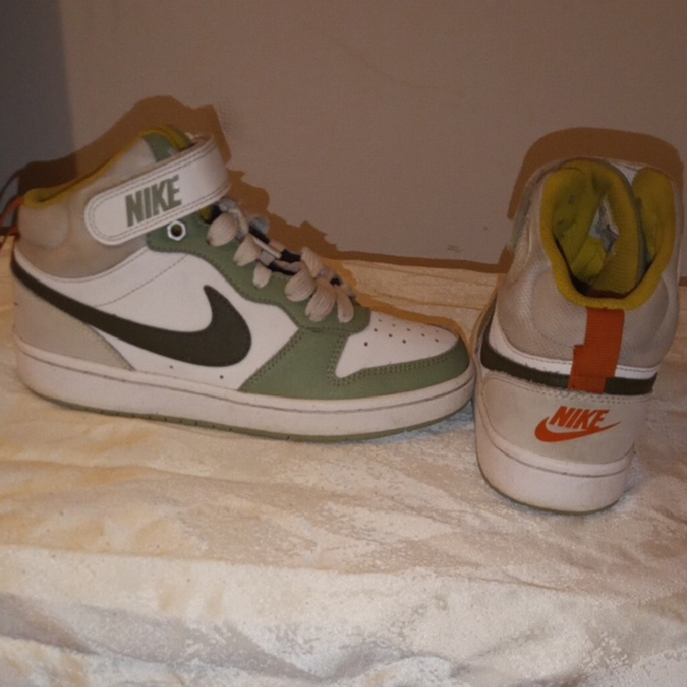 Nike Kids' White and Olive Sneakers